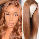 Flash Sale $99 Get 20" Highlight Ginger Brown Lace Part Wigs Straight Human Hair Wigs