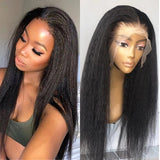 Sunber Kinky Edge Kinky Straight 13X4 Lace Front Human Hair Wigs And Lace Part Yaki Straight Wigs Instagram Special Offer