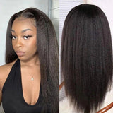 Sunber 4C Kinky Edge Kinky Straight Lace Wig 13X4 Lace Front Human Hair Wigs Yaki Straight Wigs With Baby Hair Flash Sale