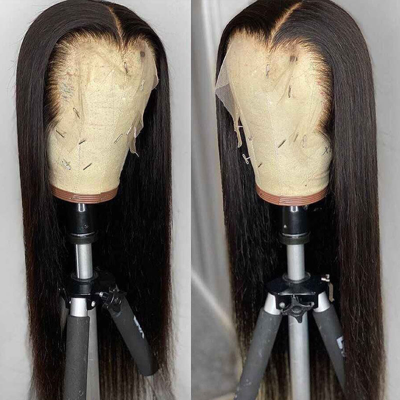 Sunber $120 Off 4C Kinky Edge Silk Straight 13x4 Lace Frontal Wigs Human Hair Wig