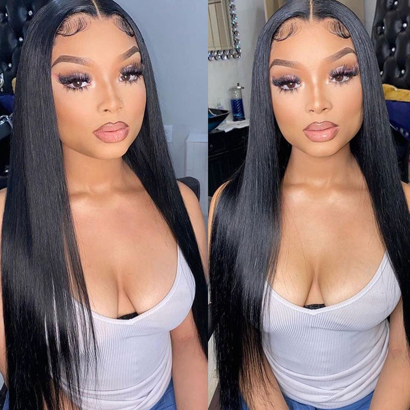 Sunber $120 Off 4C Kinky Edge Silk Straight 13x4 Lace Frontal Wigs Human Hair Wig