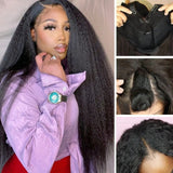 Clearance Sale Sunber  Kinky Straight V Part Wigs Versatile No Leave Out Human Hair Wig Flash Sale