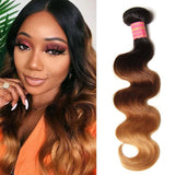 Sunber Hair 1 Bundle Ombre Body Wave Hair #T1b/4/27 Ombre Brown Virgin Hair Bundle 16"-26"