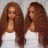 Flash Sale Sunber Precolored Ginger Brown 13×4 Lace Front Wig Jerry Curly Human Hair Wigs