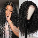 Sunber Bouncy Jerry Curly Hand Tied Lace Part Wigs 150% Density