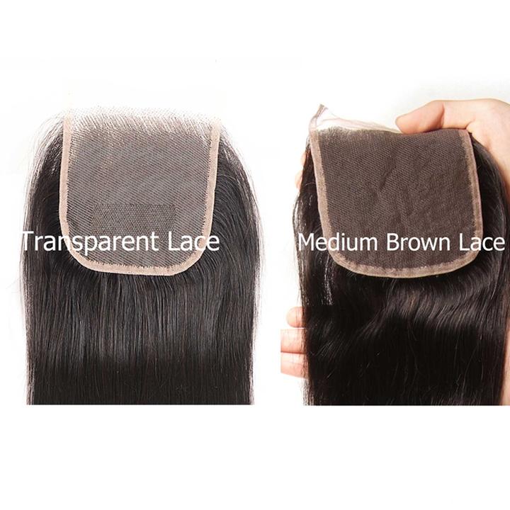 Sunber Hair Straight Hair 4 Bundles With 4*4 Transparent Lace Closure, 100% Human Virgin Hair Bundles