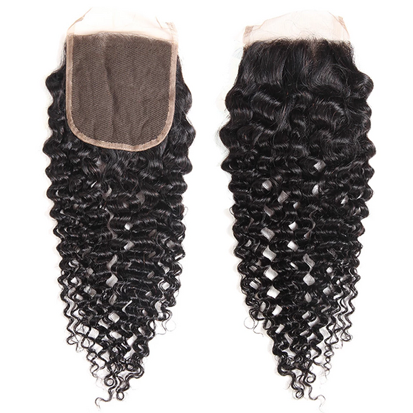 Sunber Black Curly Brazilian Hair 4x4 Free Part Lace Closure Pre-Plucked With Virgin Human Hair
