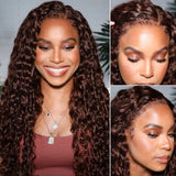 Sunber Reddish Brown Wet And Wavy 13*4 Lace Front Wigs Water Wave Pre-Plucked Human Hair Wigs Flash Sale
