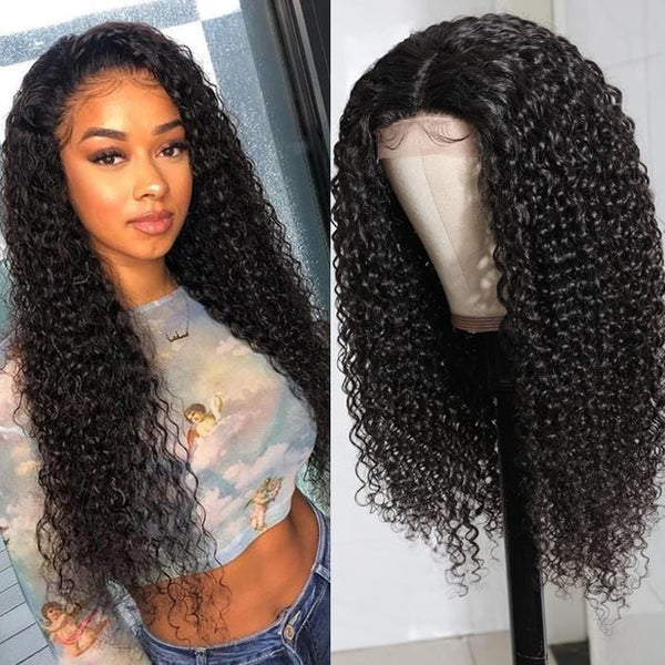 Flash Sale Sunber Jerry Curly  4 By 4 Lace Closure Human Hair Wigs 180% Density For Women