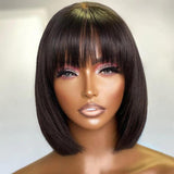 Flash Sale Sunber Short Bob Straight Hair Wig With Bang Human Hair Wig