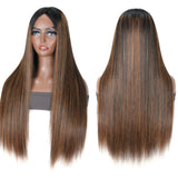 Sunber Ombre Balayage Highlight Silk Straight V Part Wigs Flash Sale