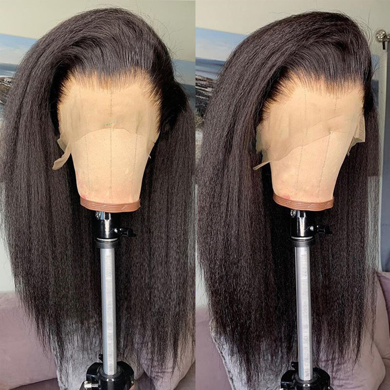 Sunber 4C Hairline Kinky Straight Lace Wig 13X4 Lace Front Human Hair Wigs Yaki Straight Wigs With Baby Hair Huge Sale
