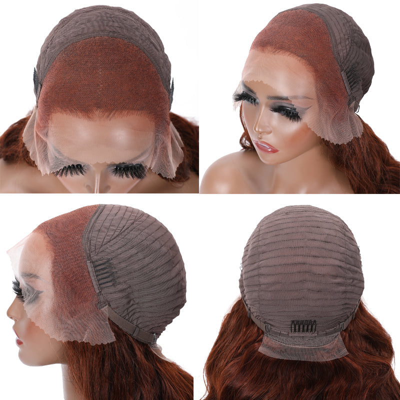 Sunber $100 Off Reddish Brown Water Wave And Body Wave 13*4 Lace Front Wigs Pre-Plucked