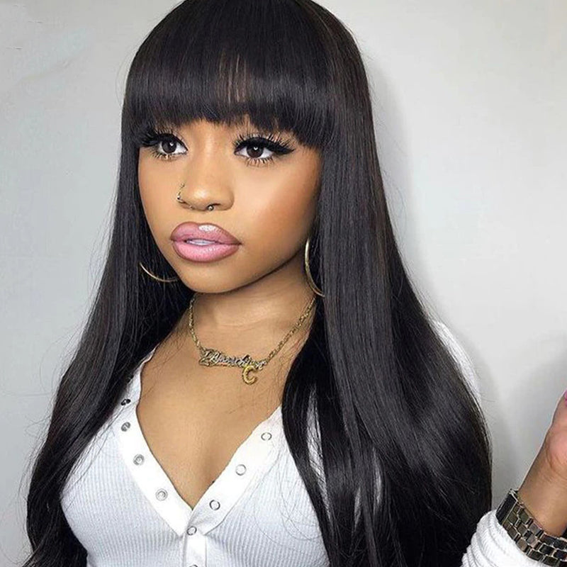 Sunber 13 By 4 Transparent Lace Front Human Hair Wigs With Bangs Real Human Hair