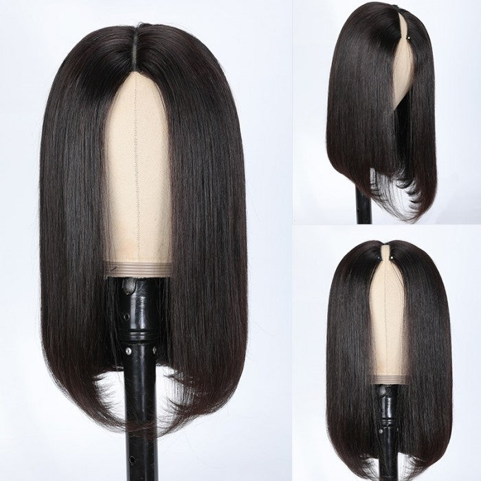Flash Sale Sunber No Gel No Glue Short Bob V Part Lace Wig 0 Skill Human Hair Wigs