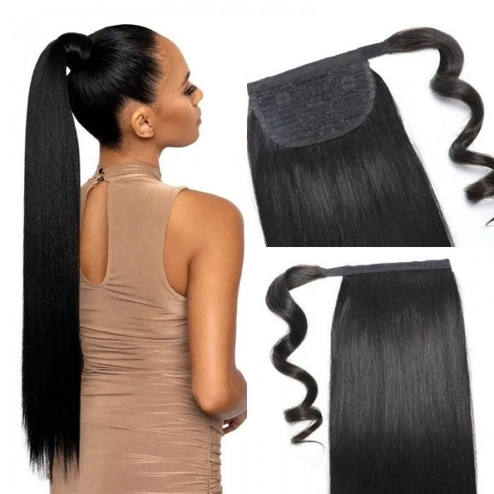 Sunber High Ponytail With Clip In Wrap-around Body Wave Ponytail Extension Human Hair