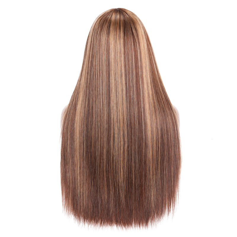 Sunber TL4/12 Honey Blonde Highlight Machine Made Wig With Bangs