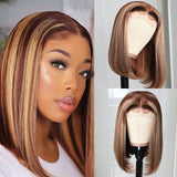 BOGO Sunber  Highlight Short Bob Lace Part Human Hair Wigs