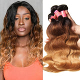 Sunber Hair Ombre Brazilian Body Wave Virgin Hair 3/4 Bundles T1B/4/27 Color 100% Human Hair Weave