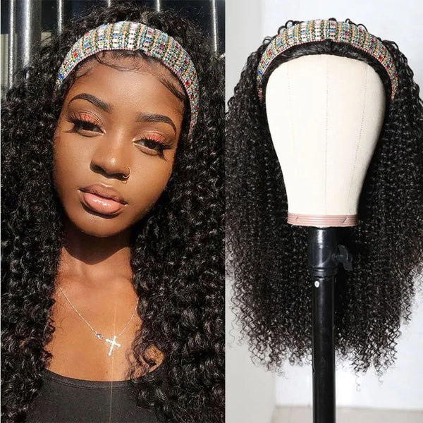 Sunber Afro Curly Hair Half Wig For Black Women 180% Density Kinky Curly 3/4 Half Wig