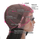 Sunber Skunk Stripe Hair Sparkle Burgundy 99J Roots Straight 13x4 Lace Frontal Wigs
