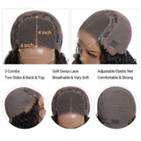 Sunber Jerry Curly  4 By 4 Lace Closure Human Hair Wigs 180% Density For Women