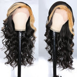 Clearance Sale Sunber Honey Blonde Skunk Stripe Loose Wave Lace Frontal Human Hair Wigs Flash Sale