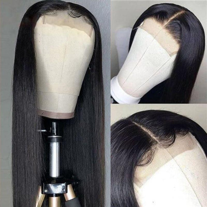 【18inch=$96】Sunber Silk Straight Invisible Lace Closure Wig 4 By 4 lace Wigs 200% Density Human Hair Wigs Flash Sale