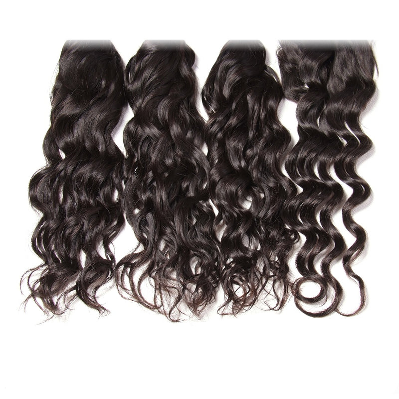 Brazilian Natural Wave Hair Bundles 4 Bundles with Lace Closure, Unprocessed 7A Affordable Brazilian Hair - Sunberhair