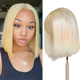 Sunber 613 Blonde Color Short Straight Lace Closure Bob Wig 13 By 4 Lace Front Wigs