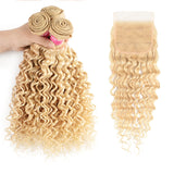 Sunber Hair 613 Blonde Deep Wave 3PCS  With 4X4 Lace Closure 100% Virgin Human Hair Weaves