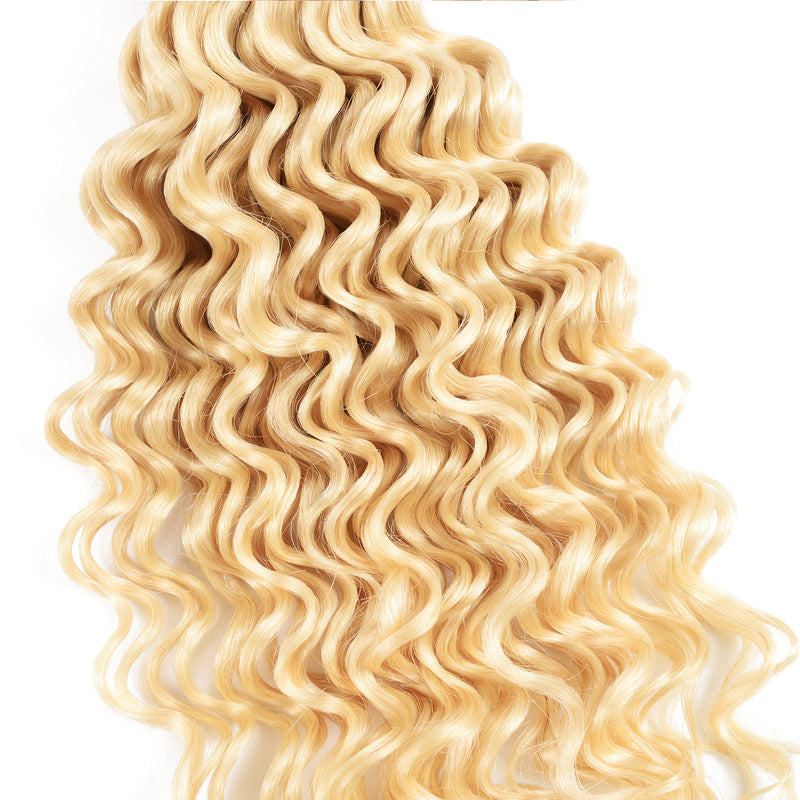 Sunber 3 Bundles 613 Blonde Deep Wave Hair Weave 10-24 Inch On Sale