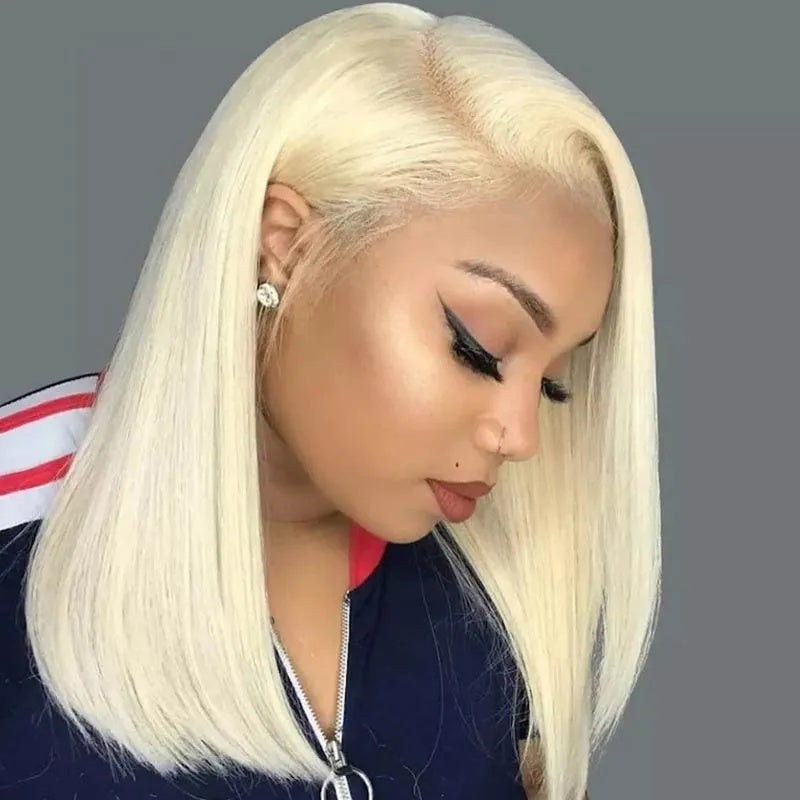 Sunber 613 Blonde Color Short Straight Lace Closure Bob Wig 13 By 4 Lace Front Wigs