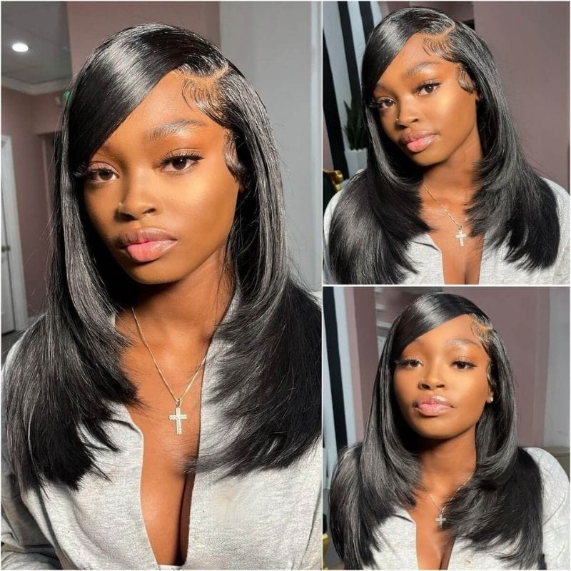 70% Off Sunber Flash Sale 90's Vibe Layered Haircut Wig Human Hair Bone Straight 13x4 Lace Front Wigs