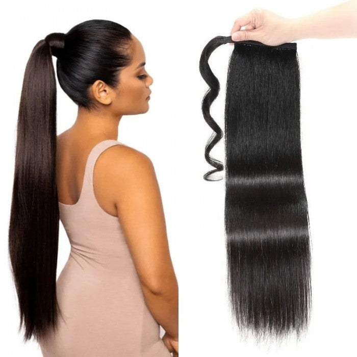 Sunber Silky Straight Ponytail Clip In Hair Extensions Human Hair