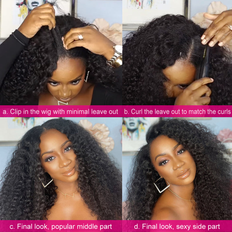 Flash Sale Sunber Kinky Curly No Lace No Glue V Part Wig Affordable Wigs For Women