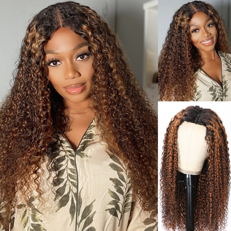 BOGO Sunber V Part Wigs Balayage Highlight Curly Effortless To Put On Human Hair Wig Flash Sale