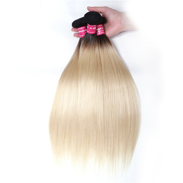 Sunber Hair Straight Hair 3 Bundles T1b/613 Color Ombre Hair 100% Virgin Human Hair Weaves