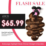 Sunber Flash Sale For Brown Balayage Highlight Color Body Wave/ Straight 3 Bundles