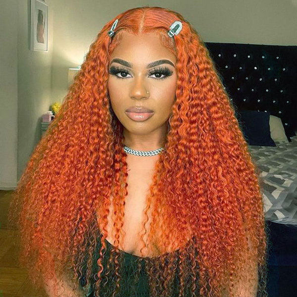 Flash Sale Sunber Orange Color Lace Part Wig For Black Women 150% Density