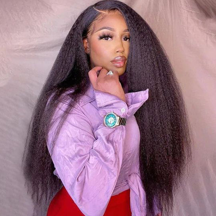 【13×4 Lace= $70】Flash Sale Sunber Kinky Straight 5 By 5 HD Lace Wig Glueless Lace Human Hair Wigs