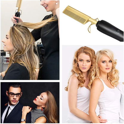 2500 Points Redeem 3 in 1 Hot Comb Hair Straightener  Multifunctional Copper Hair Straightener Brush Straightening Comb