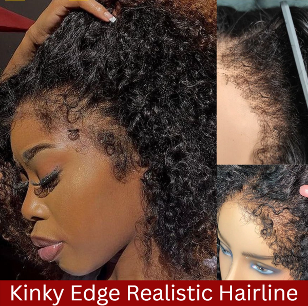 $90 Off Sunber 4C Kinky Edge Kinky Curly Skin Melt Lace Front Wigs Natural Hairline Lace Closure Human Hair Wigs Pre Plucked