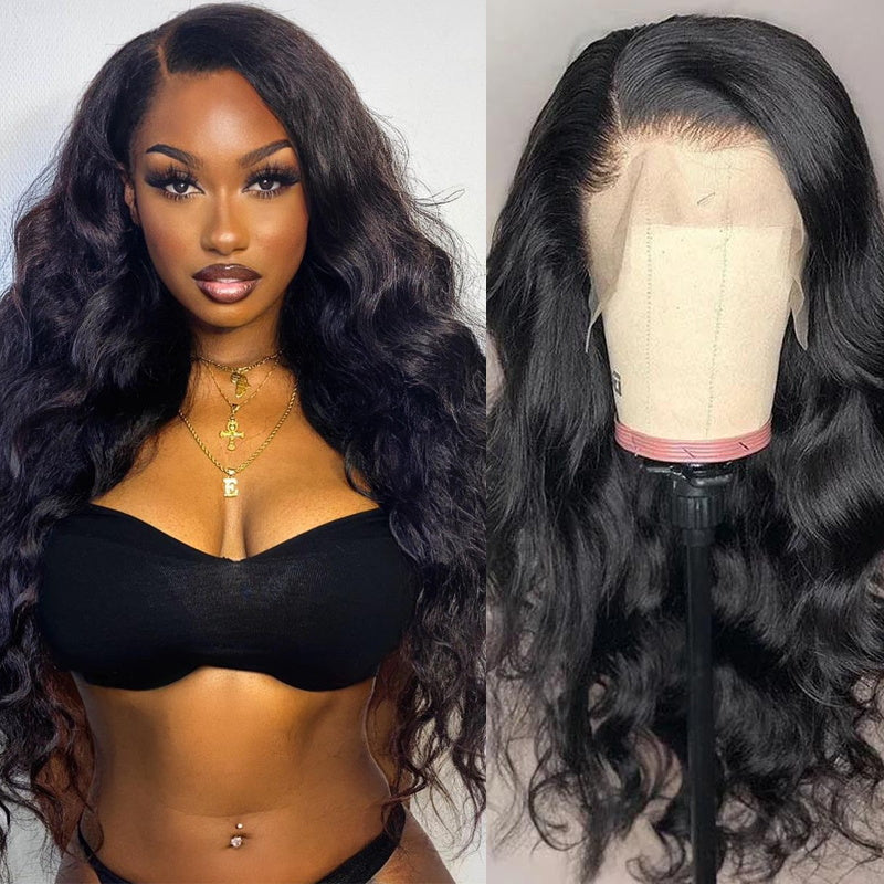 Sunber 13 By 4 Transparent Lace Front  Body Wave Wigs Pre-plucked 180% Density Human Hair Wigs