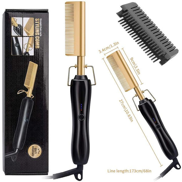 2500 Points Redeem 3 in 1 Hot Comb Hair Straightener  Multifunctional Copper Hair Straightener Brush Straightening Comb