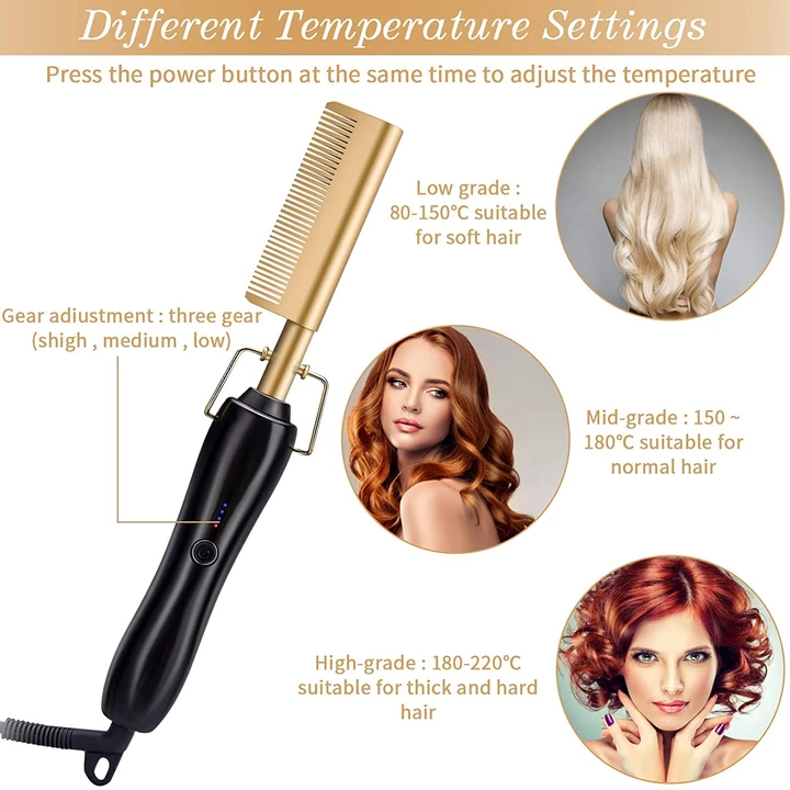2500 Points Redeem 3 in 1 Hot Comb Hair Straightener  Multifunctional Copper Hair Straightener Brush Straightening Comb