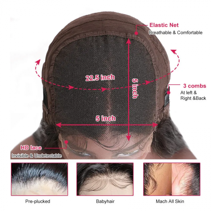 Sunber 5*5 Glueless HD Lace Closure Wig Deep Wave Human Hair Wigs