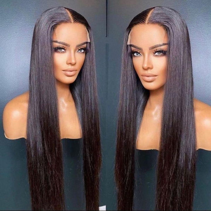 Sunber Silk Straight 4 By 4 Lace Closure Wigs 180% Density Human Hair Wigs