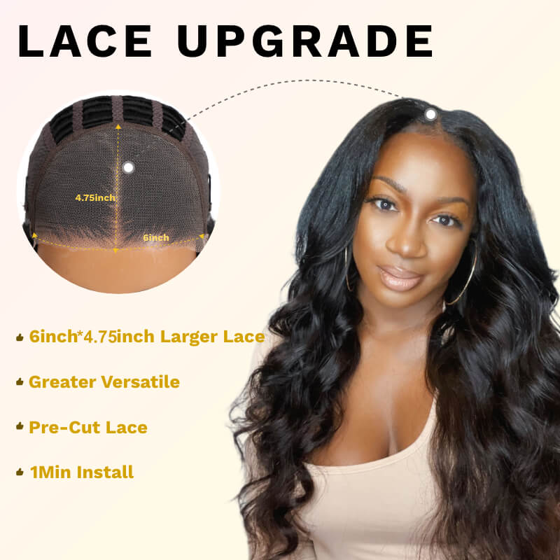 Sunber Body Wave Upgrade 6x4.75 Pre Cut Lace Closure Wig With Breathable Cap