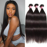 Sunber Straight 3Pcs Human Hair Weave With Unprocessed Brazilian Virgin Bundles